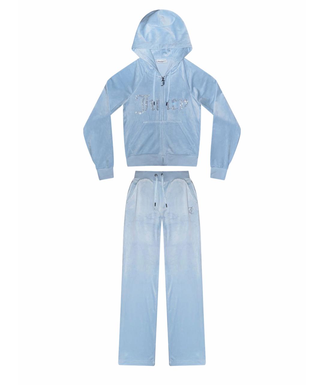 JUICY COUTURE Голубой велюровый костюм с брюками, фото 1