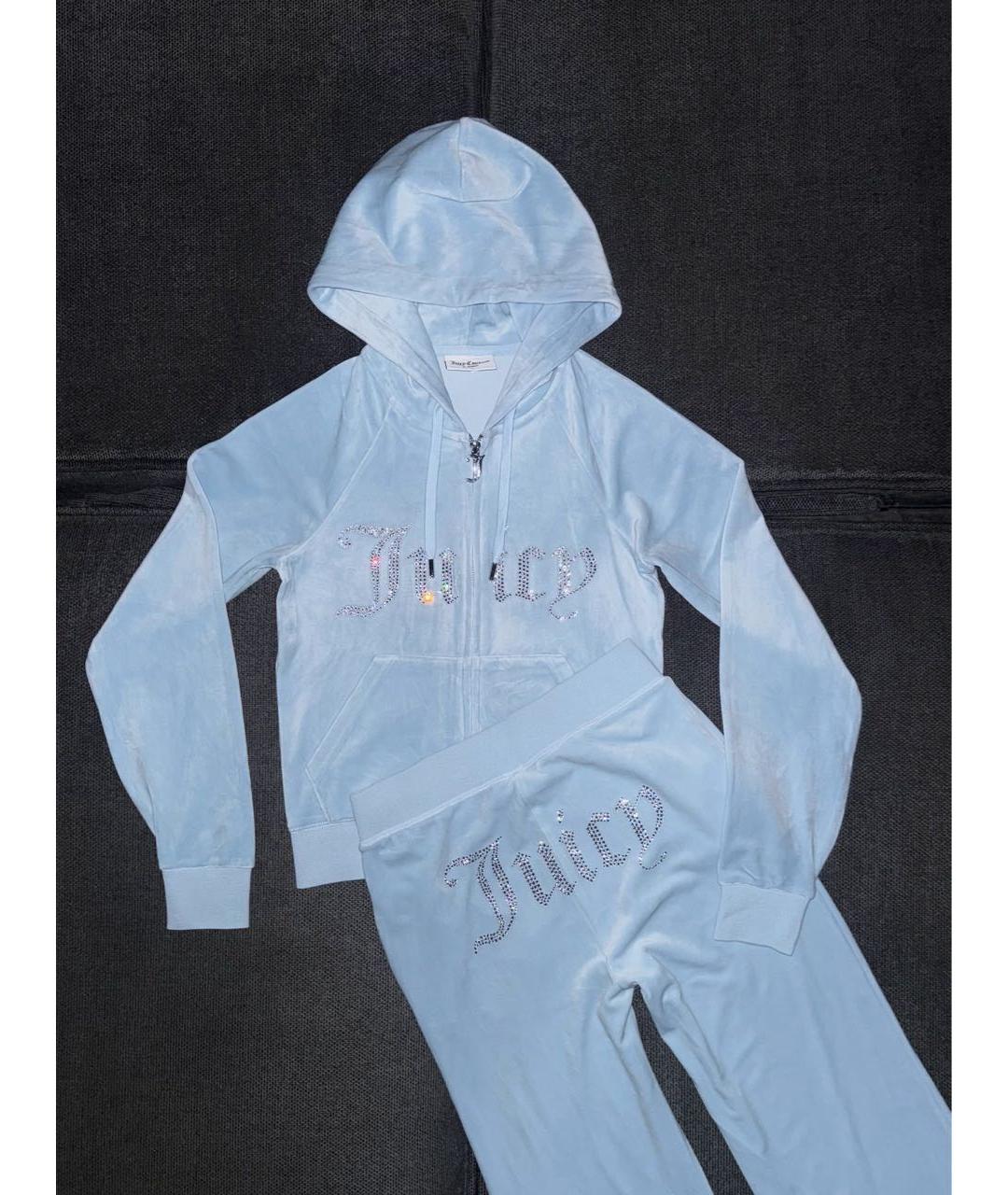 JUICY COUTURE Голубой велюровый костюм с брюками, фото 7