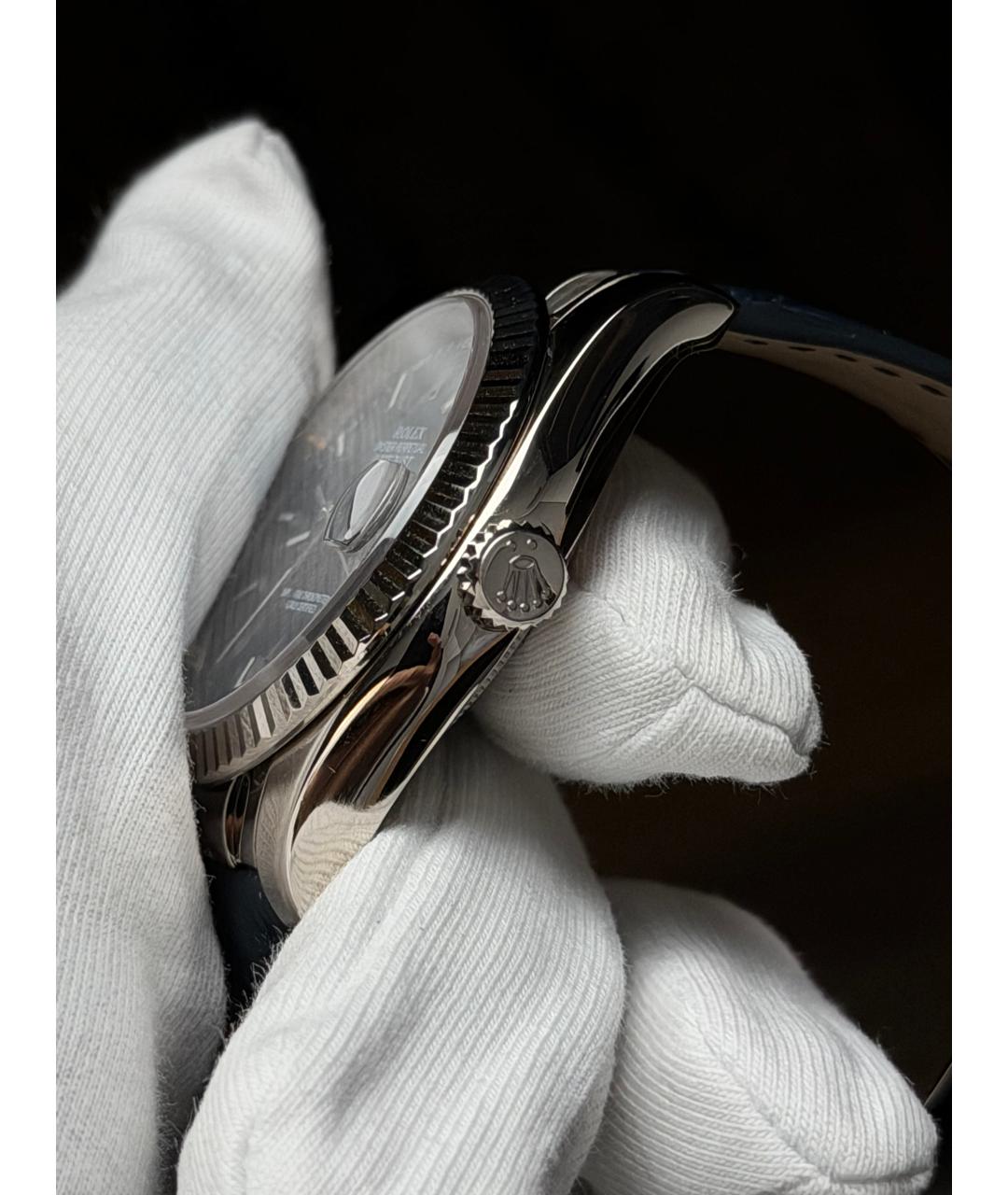 ROLEX Темно-синие часы из белого золота, фото 4
