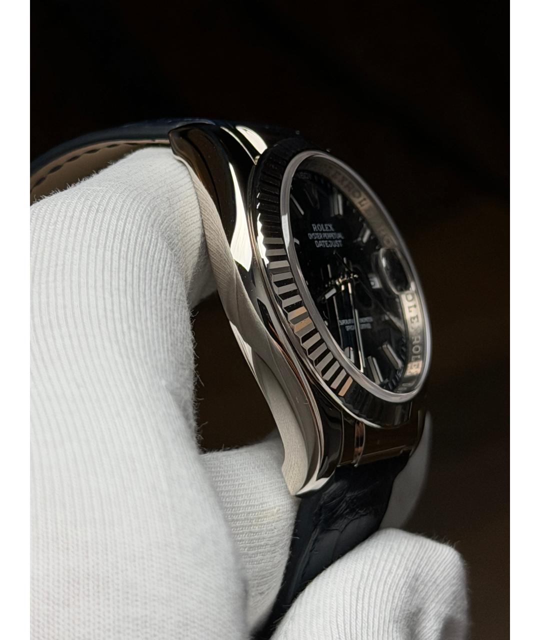 ROLEX Темно-синие часы из белого золота, фото 5