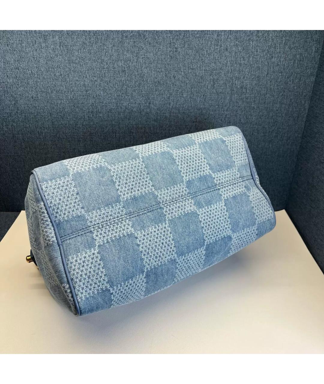 LOUIS VUITTON Голубая жаккардовая сумка с короткими ручками, фото 5