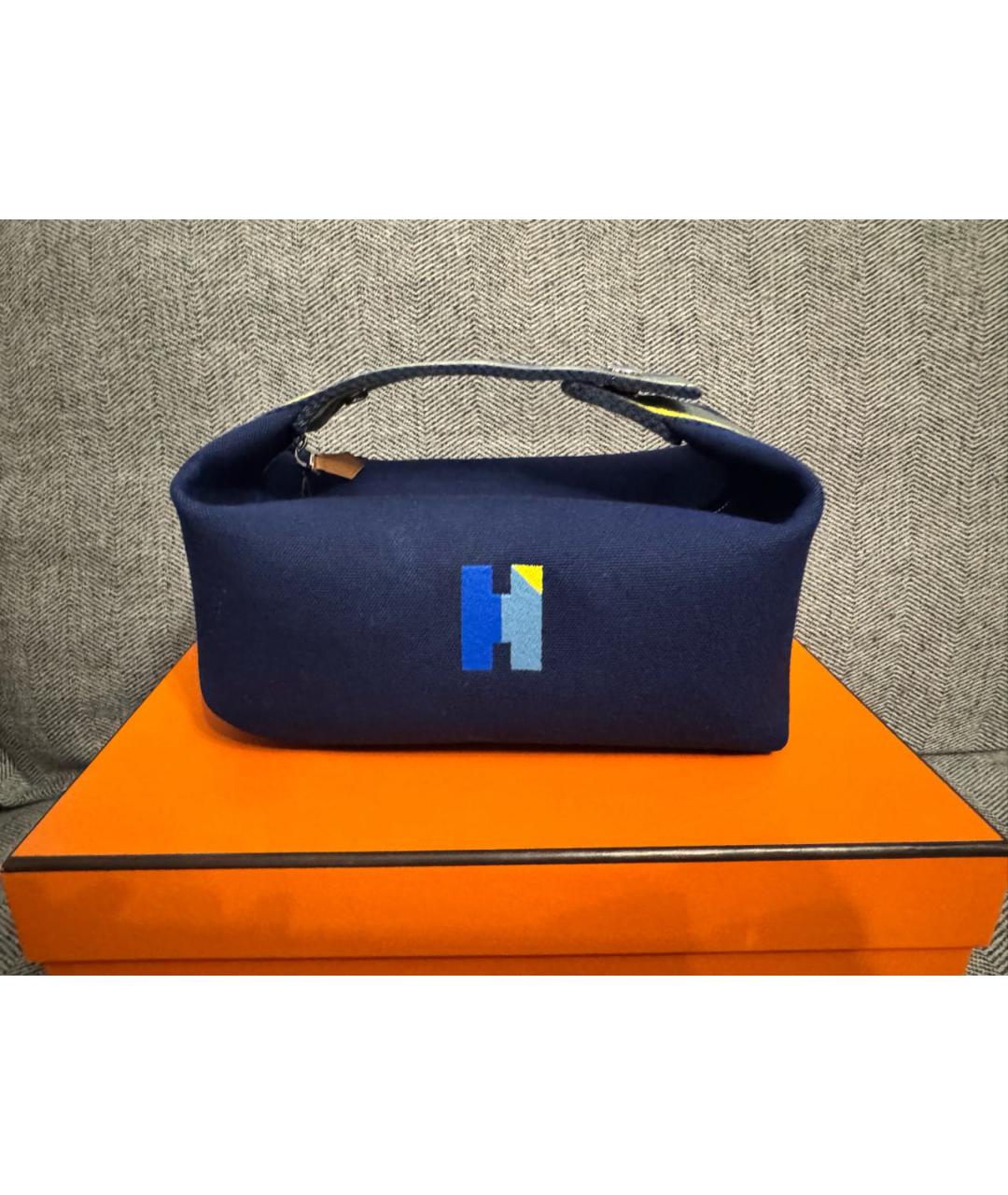 HERMES Синяя тканевая косметичка, фото 5