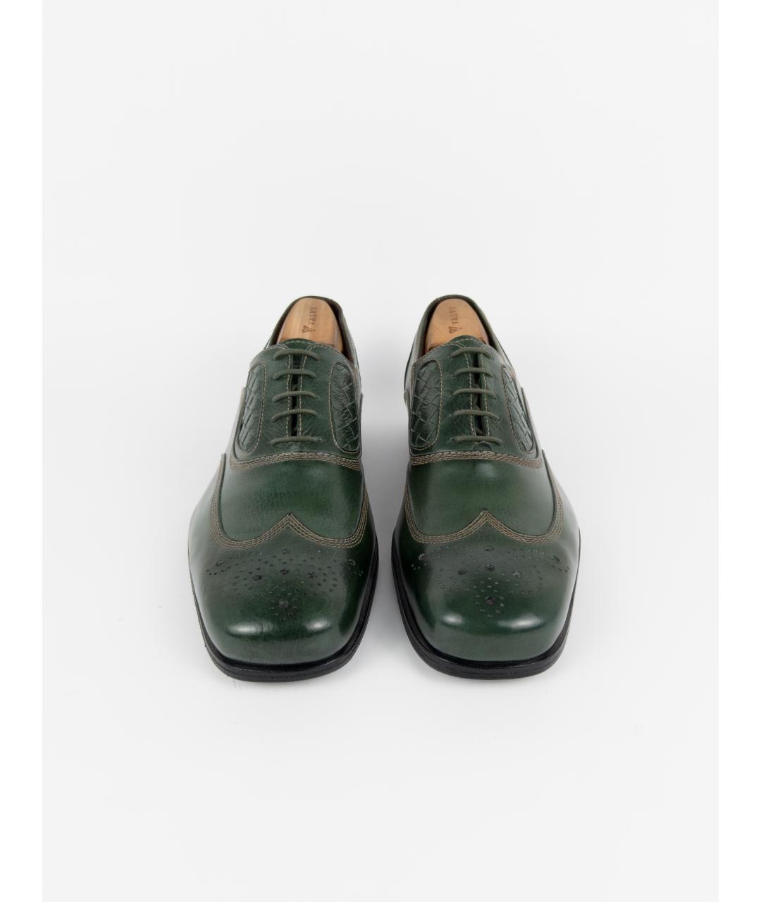 BOTTEGA VENETA Зеленые кожаные туфли, фото 5