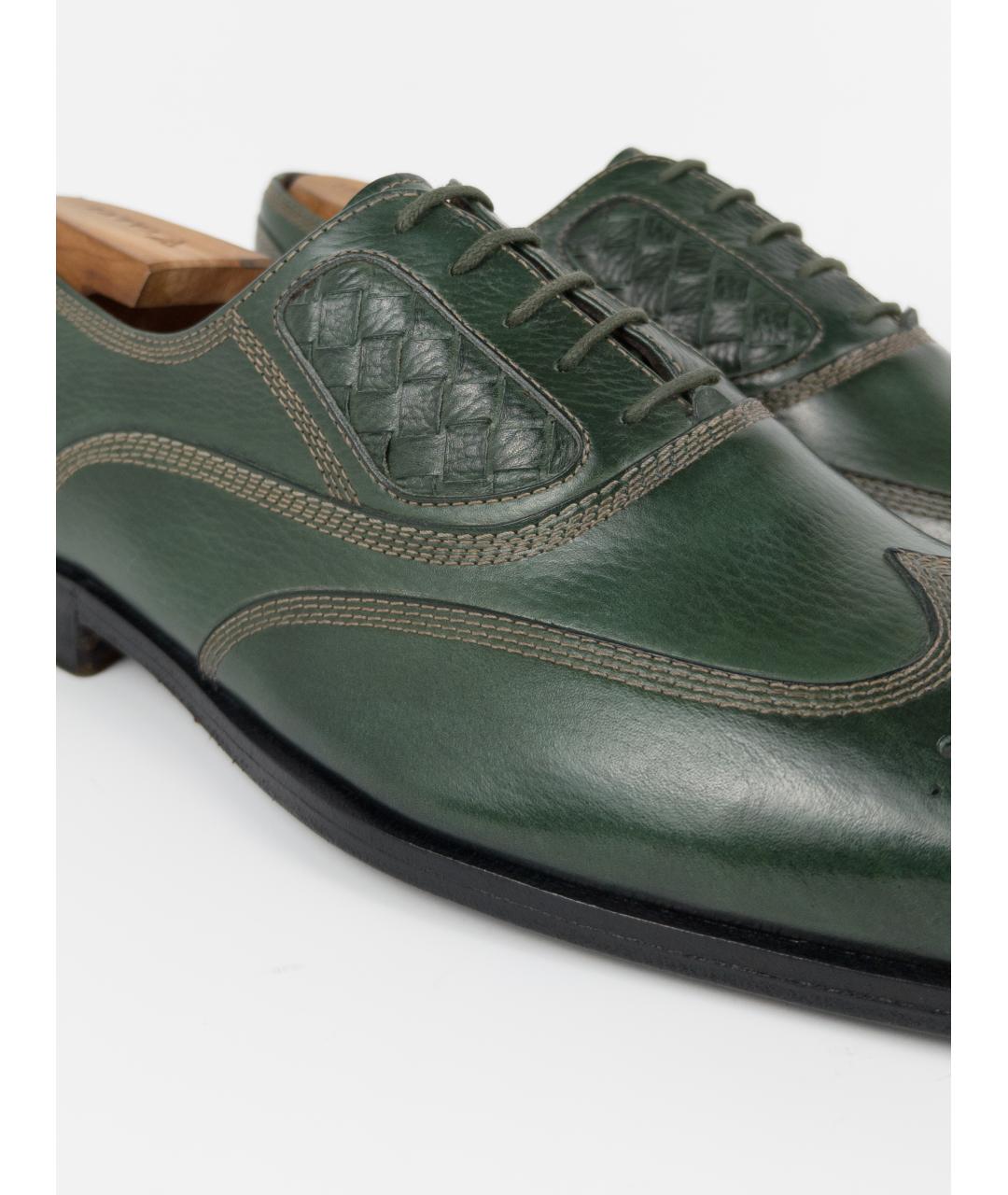 BOTTEGA VENETA Зеленые кожаные туфли, фото 9