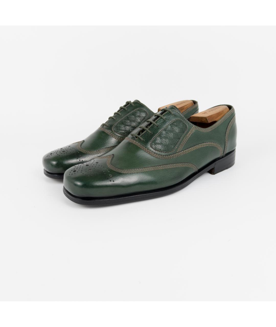 BOTTEGA VENETA Зеленые кожаные туфли, фото 4