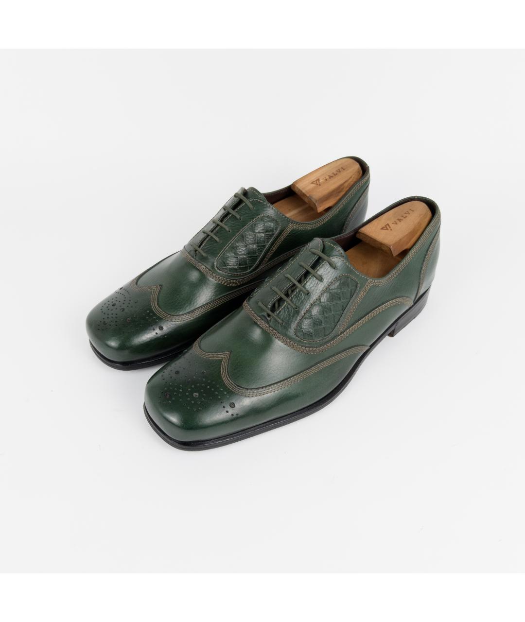BOTTEGA VENETA Зеленые кожаные туфли, фото 3