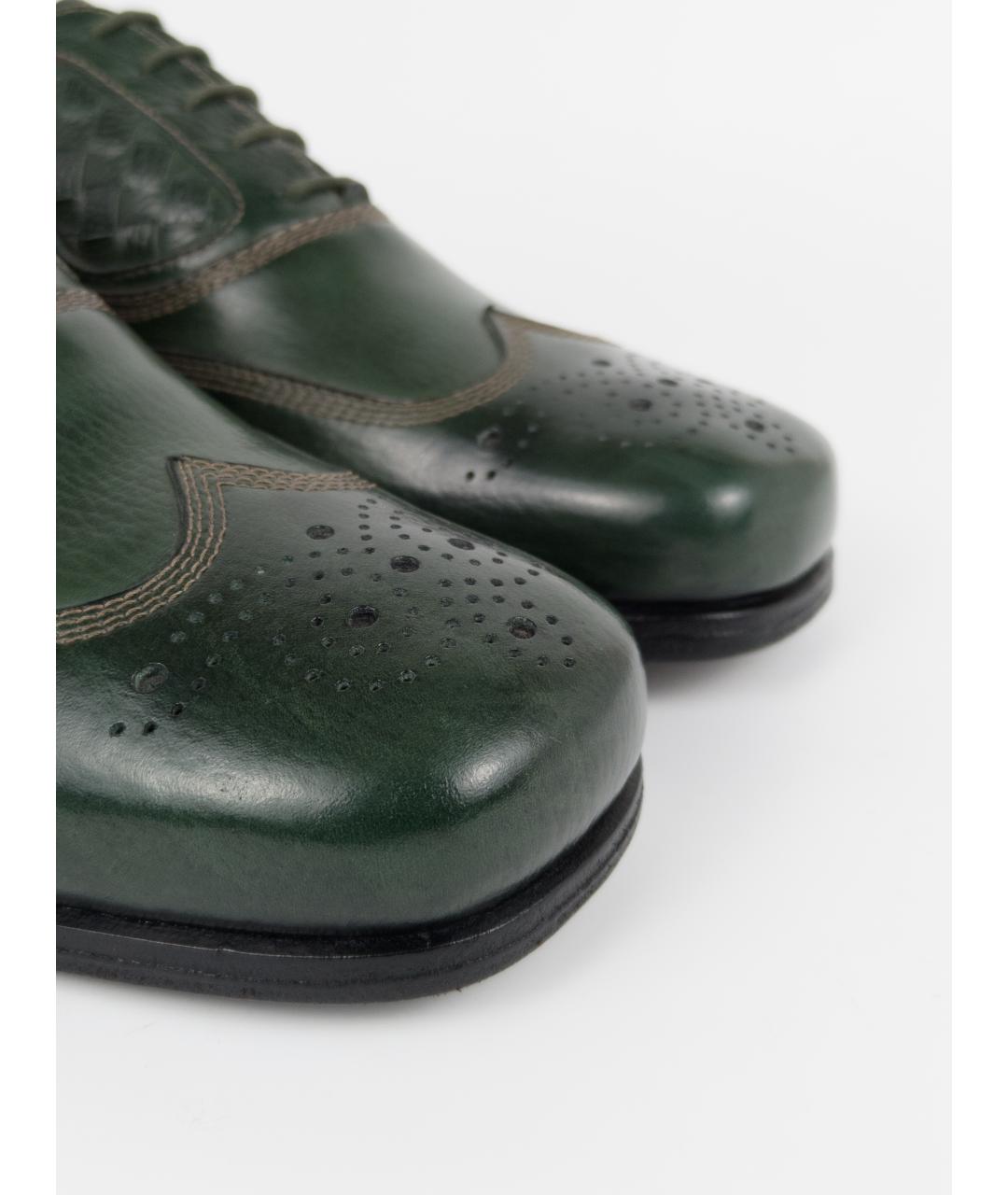BOTTEGA VENETA Зеленые кожаные туфли, фото 8