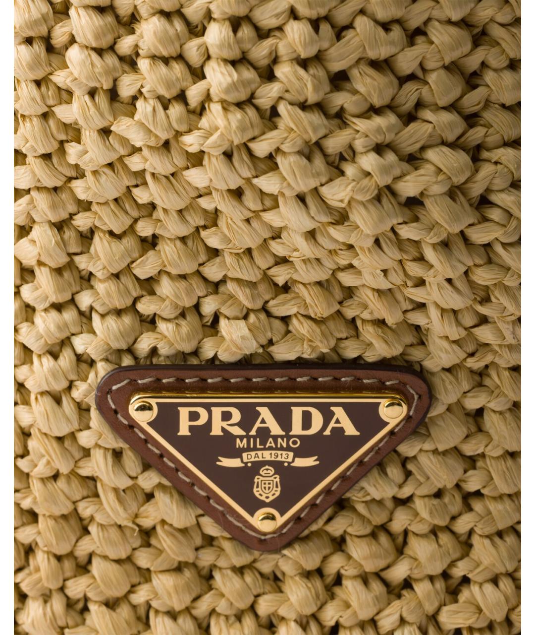 PRADA Бежевая рафия сумка тоут, фото 4