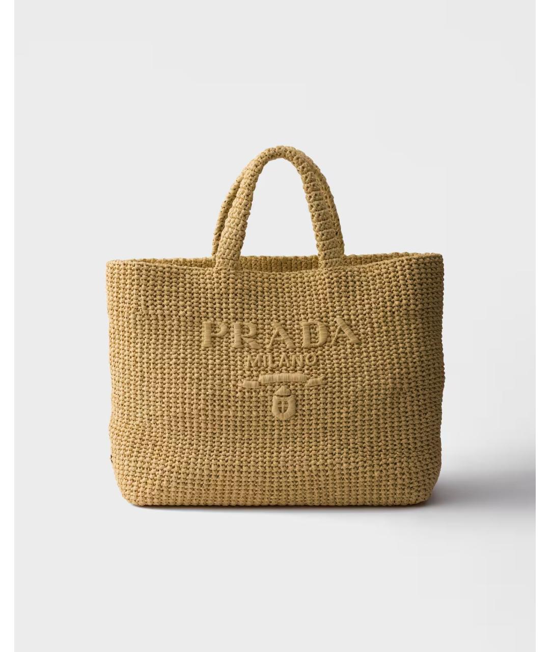 PRADA Бежевая рафия сумка тоут, фото 6
