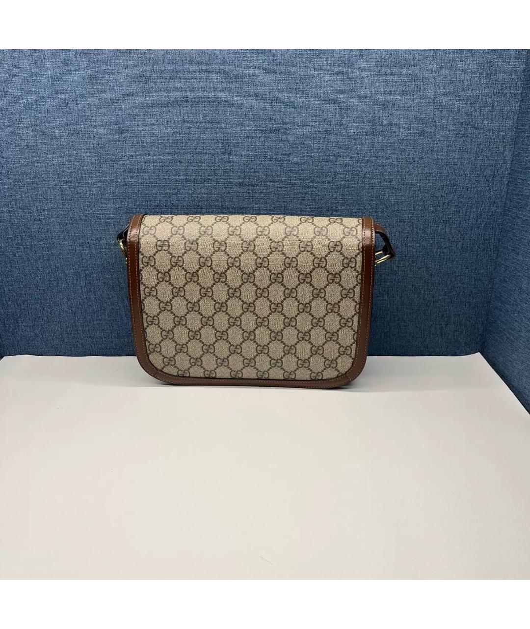 GUCCI Коричневая кожаная сумка через плечо, фото 4
