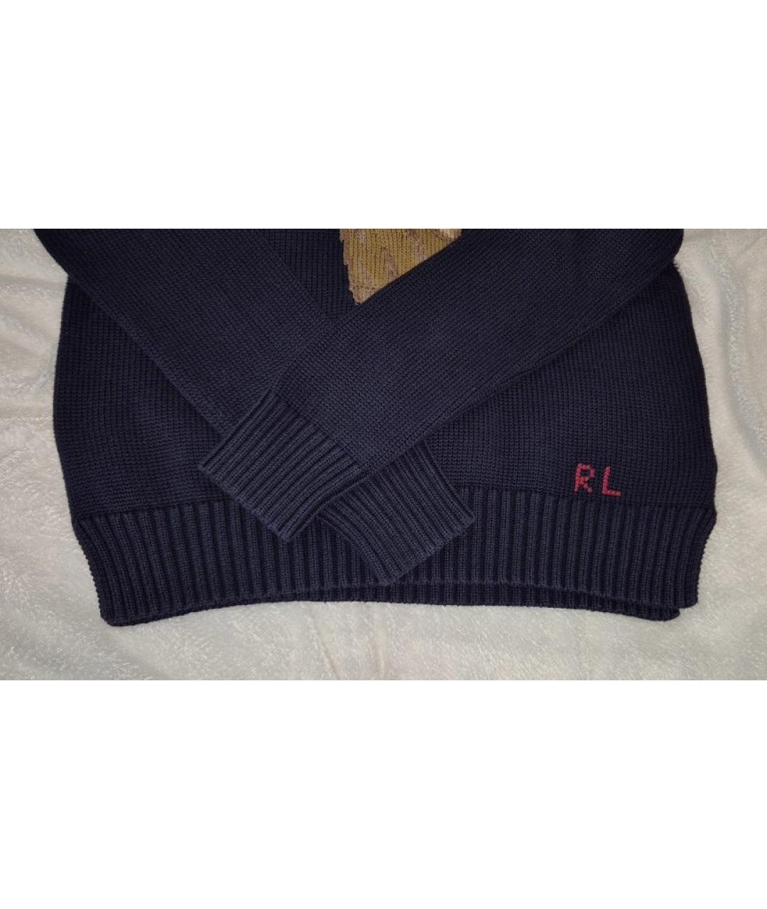 POLO RALPH LAUREN Темно-синий хлопковый джемпер / свитер, фото 8