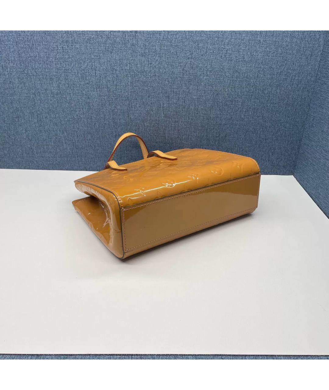 LOUIS VUITTON Бежевая сумка с короткими ручками из лакированной кожи, фото 6