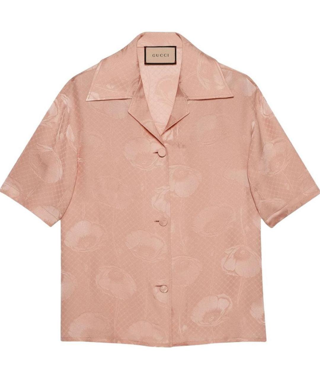 GUCCI Розовая шелковая рубашка, фото 1