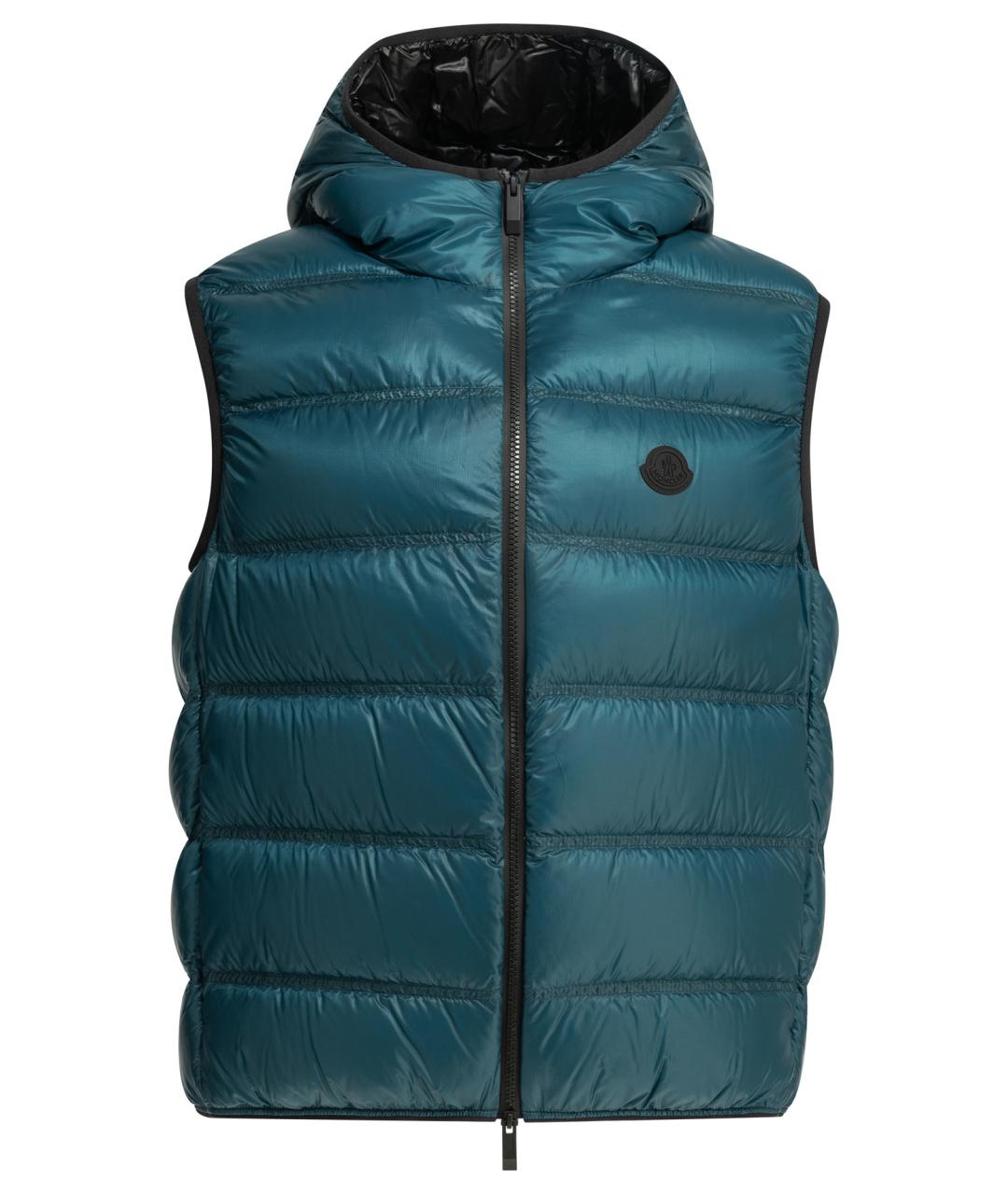 MONCLER Бирюзовый полиамидовый жилет, фото 1