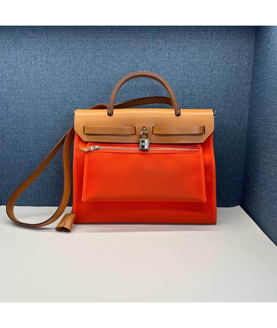 HERMES Оранжевая кожаная сумка через плечо, фото 2