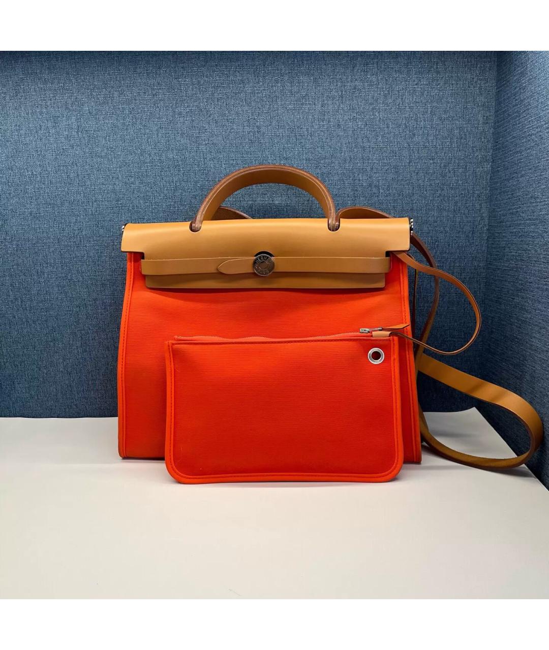 HERMES Оранжевая кожаная сумка через плечо, фото 8
