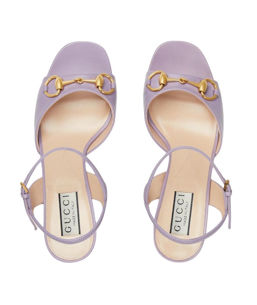 GUCCI Фиолетовые кожаные босоножки, фото 4