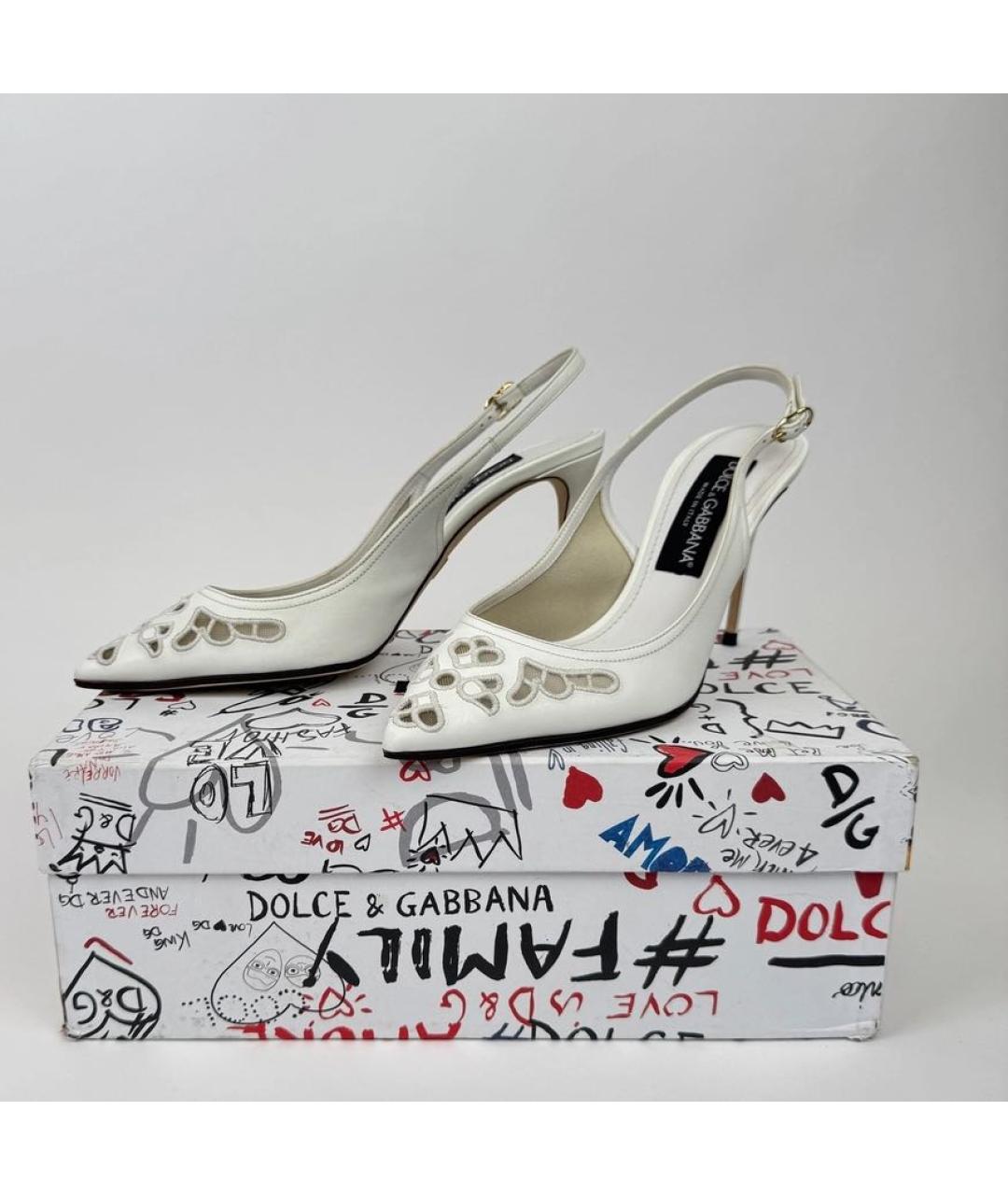 DOLCE&GABBANA Белые кожаные туфли, фото 5