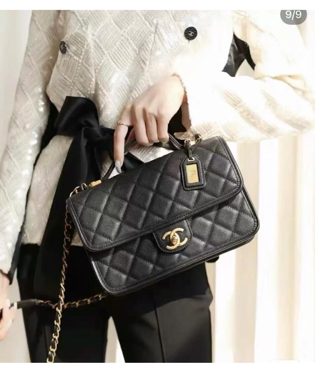 CHANEL Черная кожаная сумка через плечо, фото 8