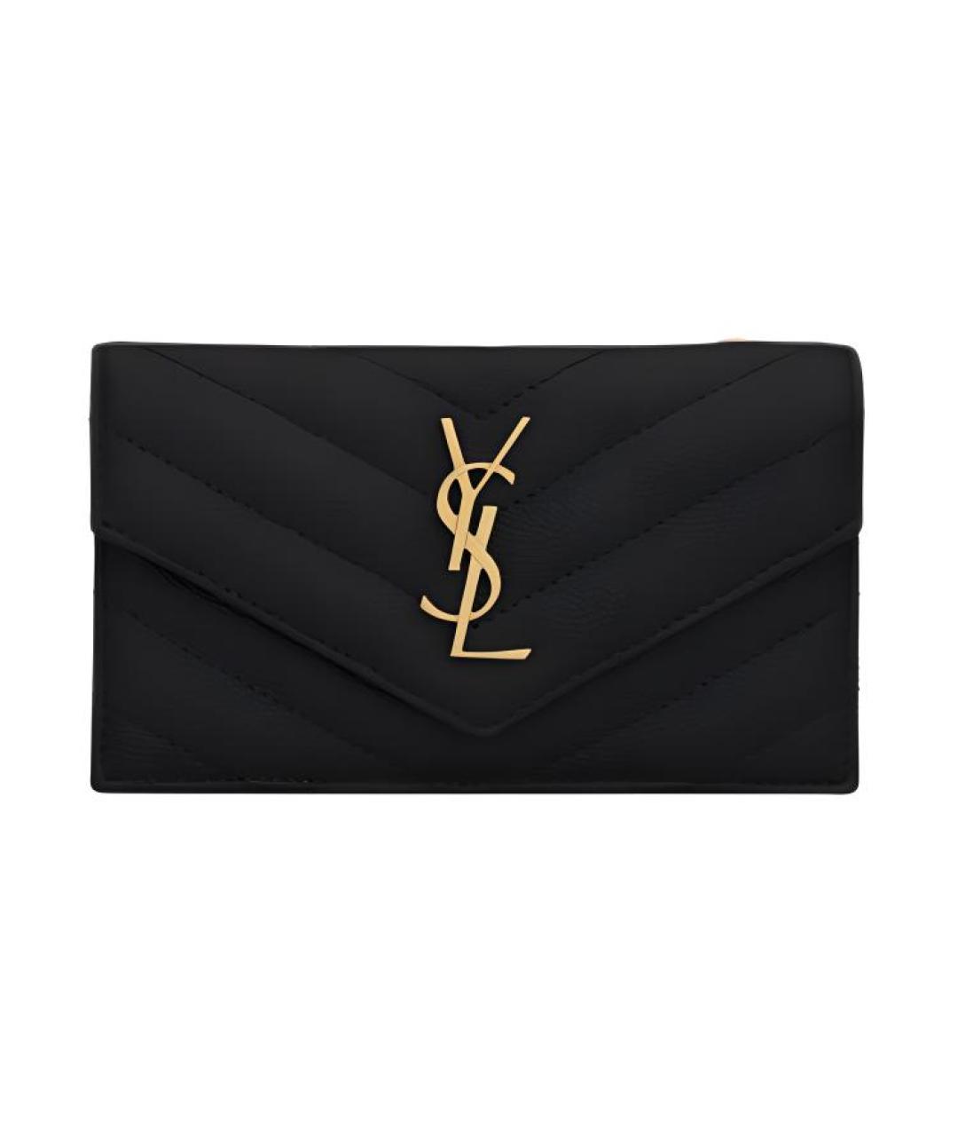SAINT LAURENT Черный кожаный кардхолдер, фото 1