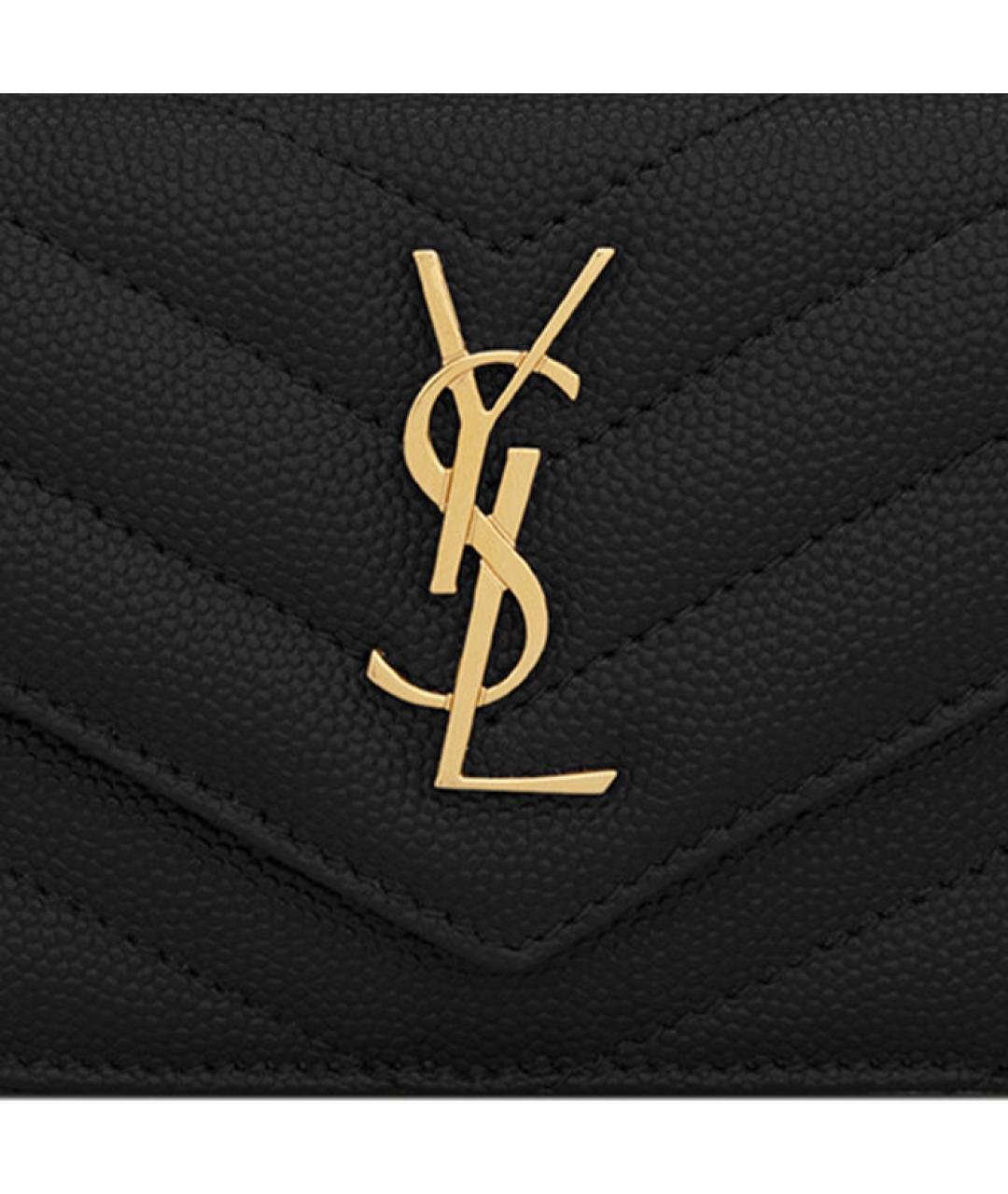 SAINT LAURENT Черный кожаный кардхолдер, фото 5