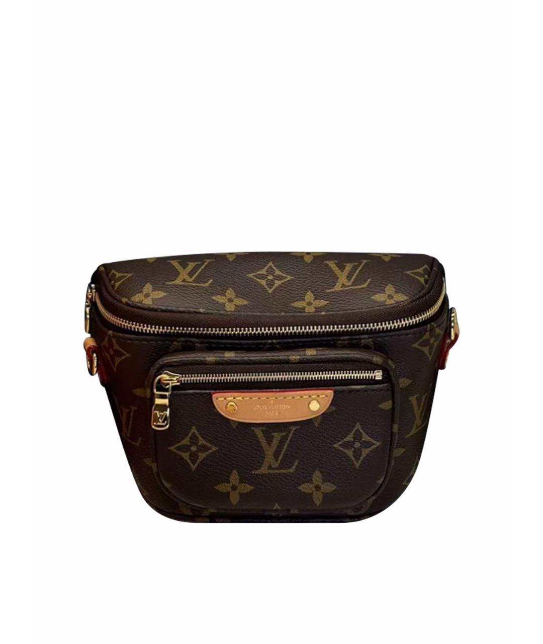 LOUIS VUITTON Коричневая кожаная поясная сумка, фото 1