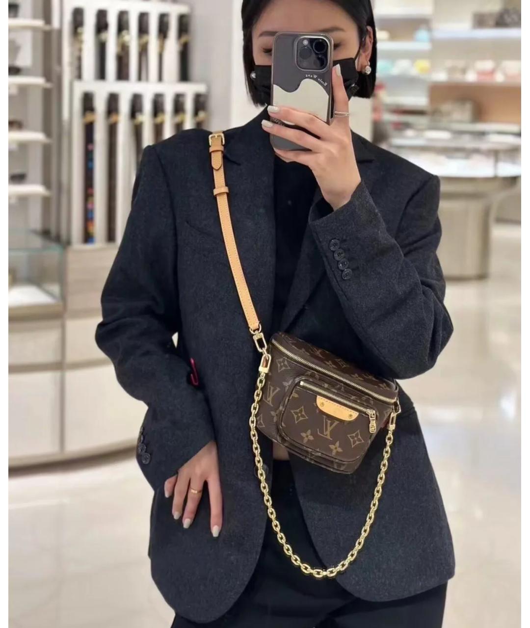 LOUIS VUITTON Коричневая кожаная поясная сумка, фото 7