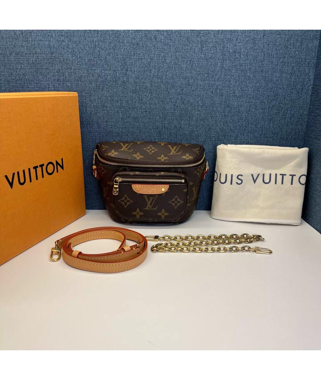 LOUIS VUITTON Коричневая кожаная поясная сумка, фото 8