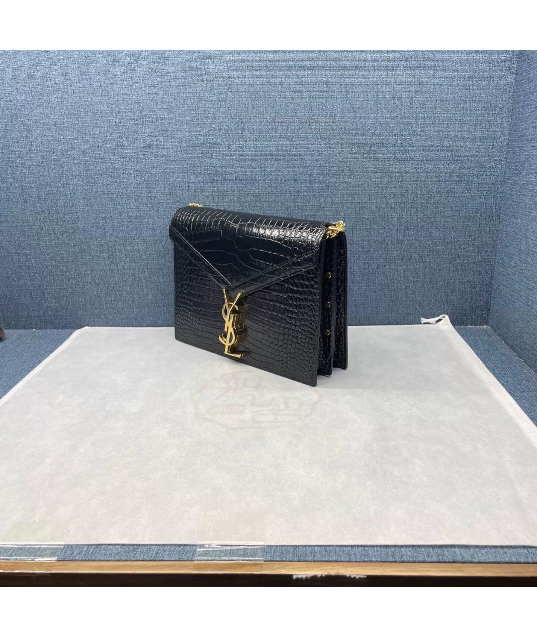 SAINT LAURENT Черная сумка через плечо из экзотической кожи, фото 3