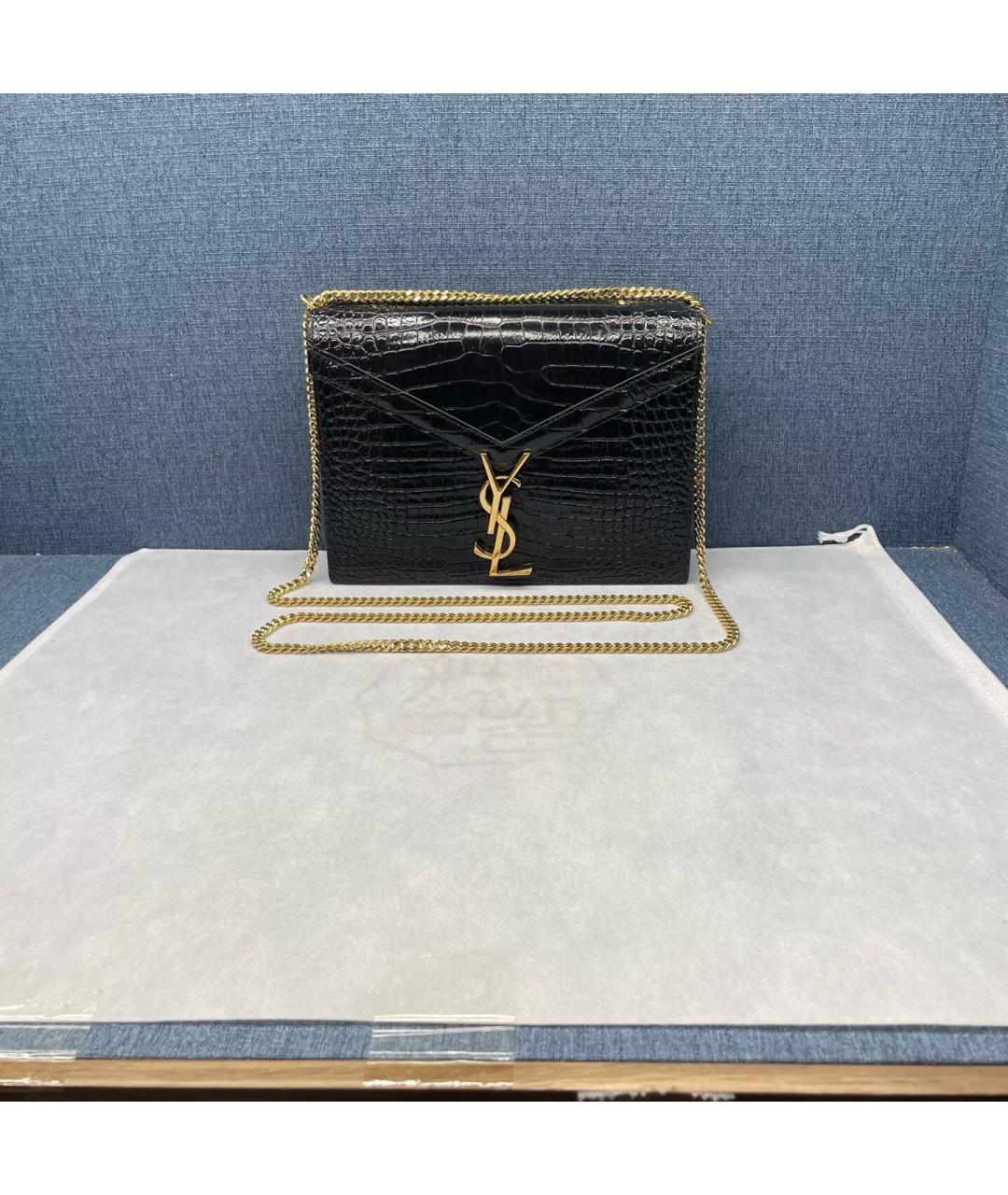 SAINT LAURENT Черная сумка через плечо из экзотической кожи, фото 8