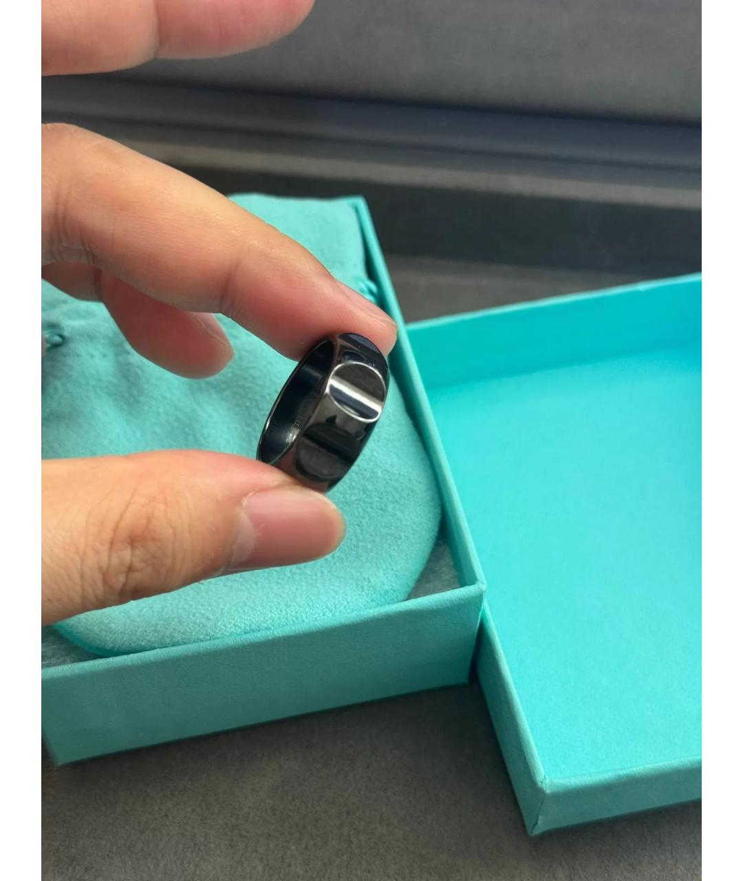 TIFFANY&CO Черное металлическое кольцо, фото 8