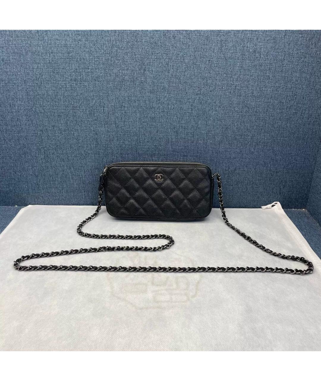 CHANEL Черная кожаная сумка через плечо, фото 8