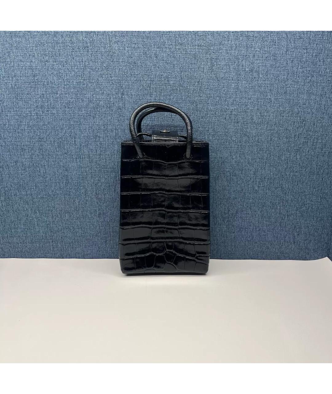BALENCIAGA Черная сумка через плечо из лакированной кожи, фото 4