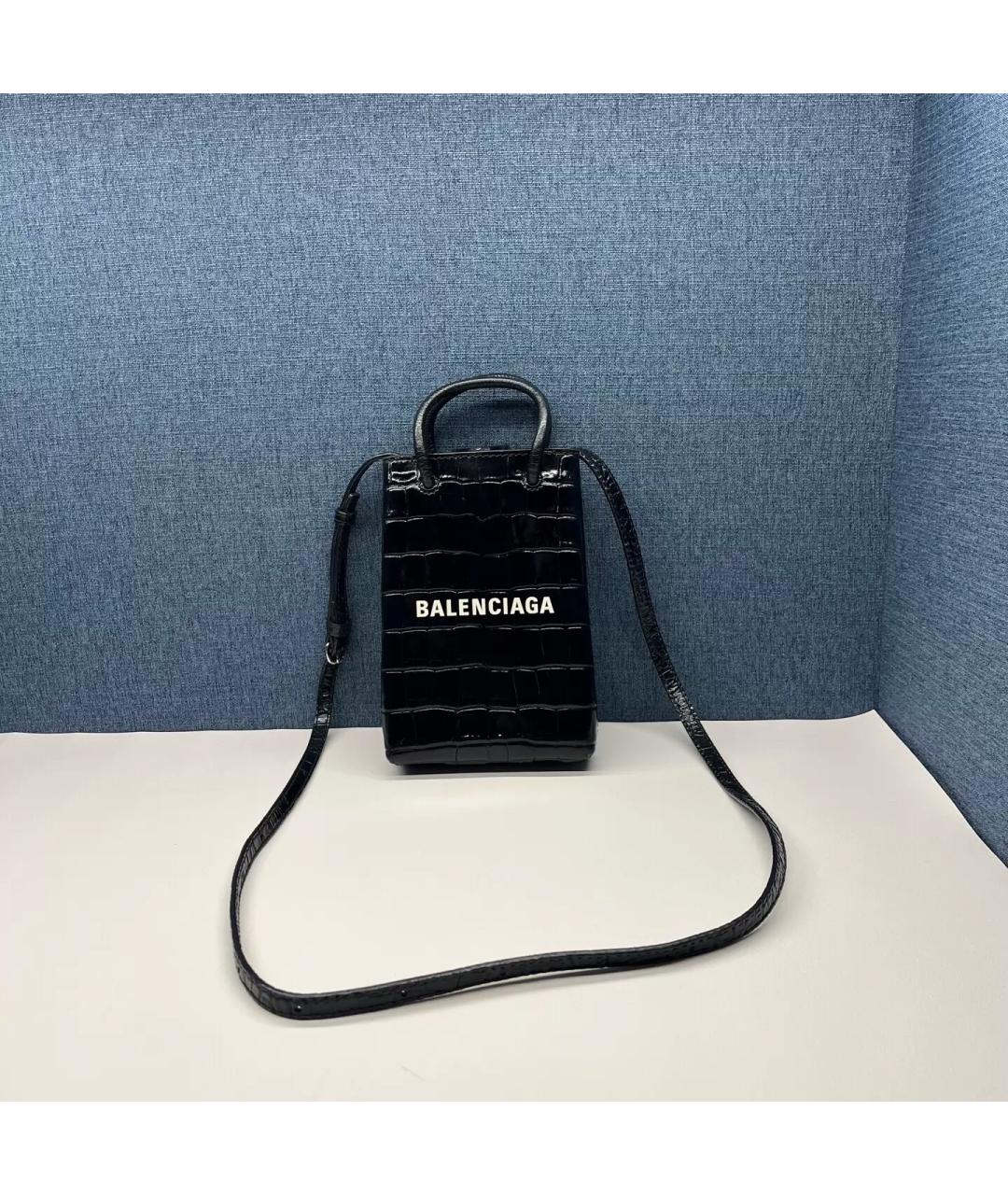 BALENCIAGA Черная сумка через плечо из лакированной кожи, фото 8