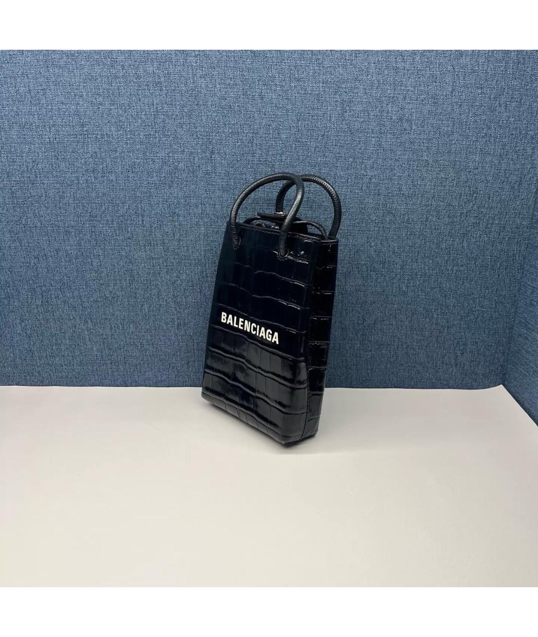 BALENCIAGA Черная сумка через плечо из лакированной кожи, фото 3