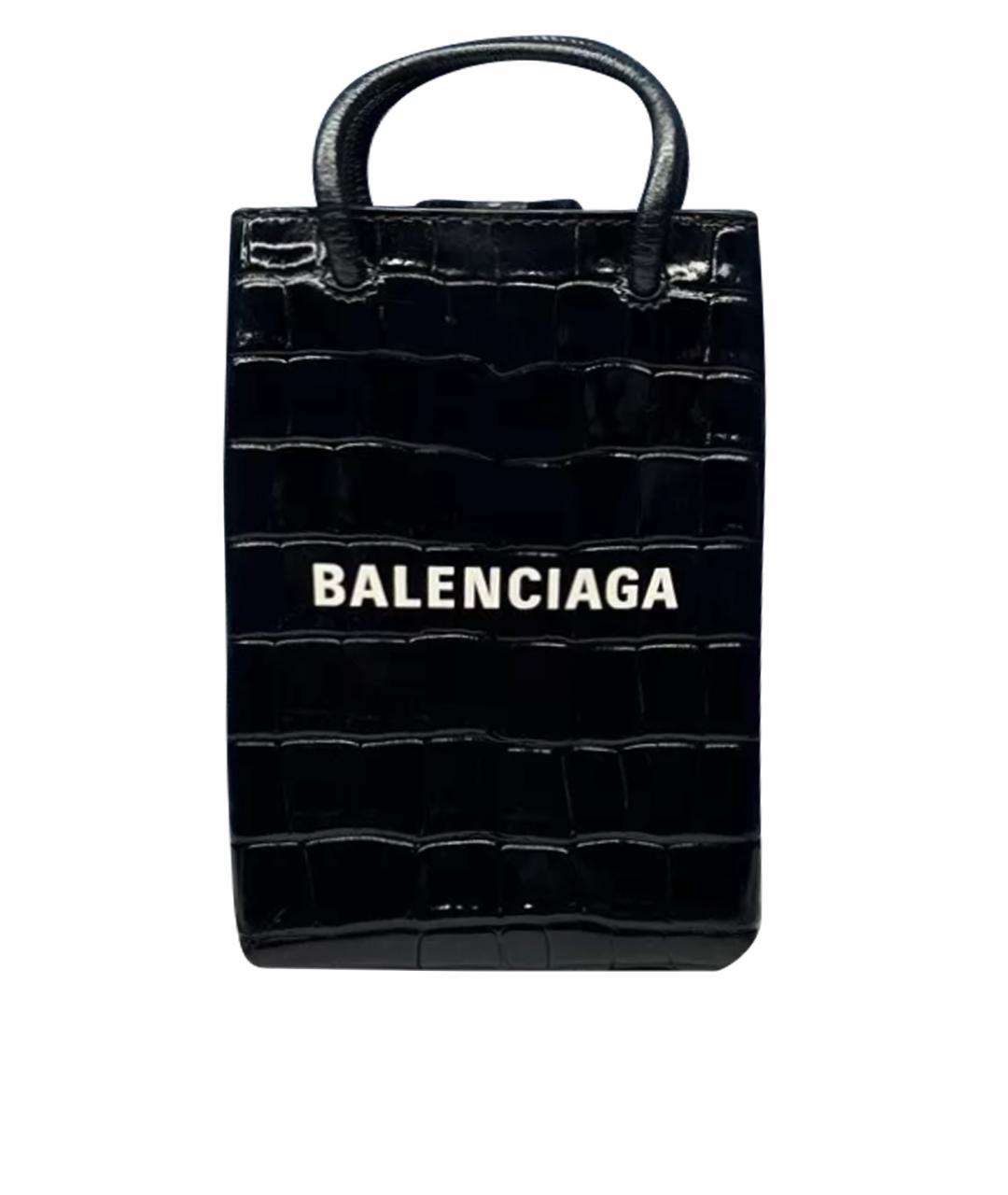 BALENCIAGA Черная сумка через плечо из лакированной кожи, фото 1