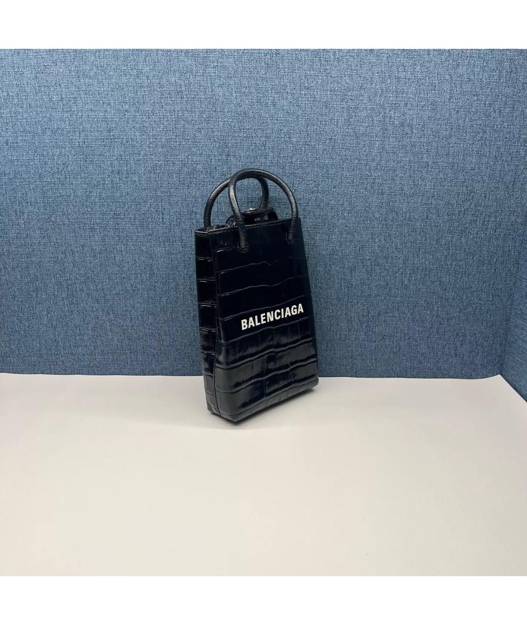 BALENCIAGA Черная сумка через плечо из лакированной кожи, фото 2