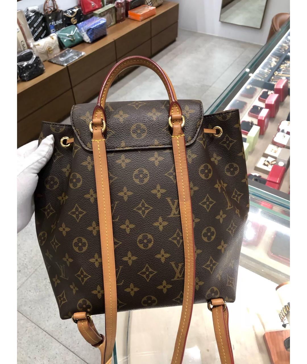 LOUIS VUITTON Коричневый кожаный рюкзак, фото 5