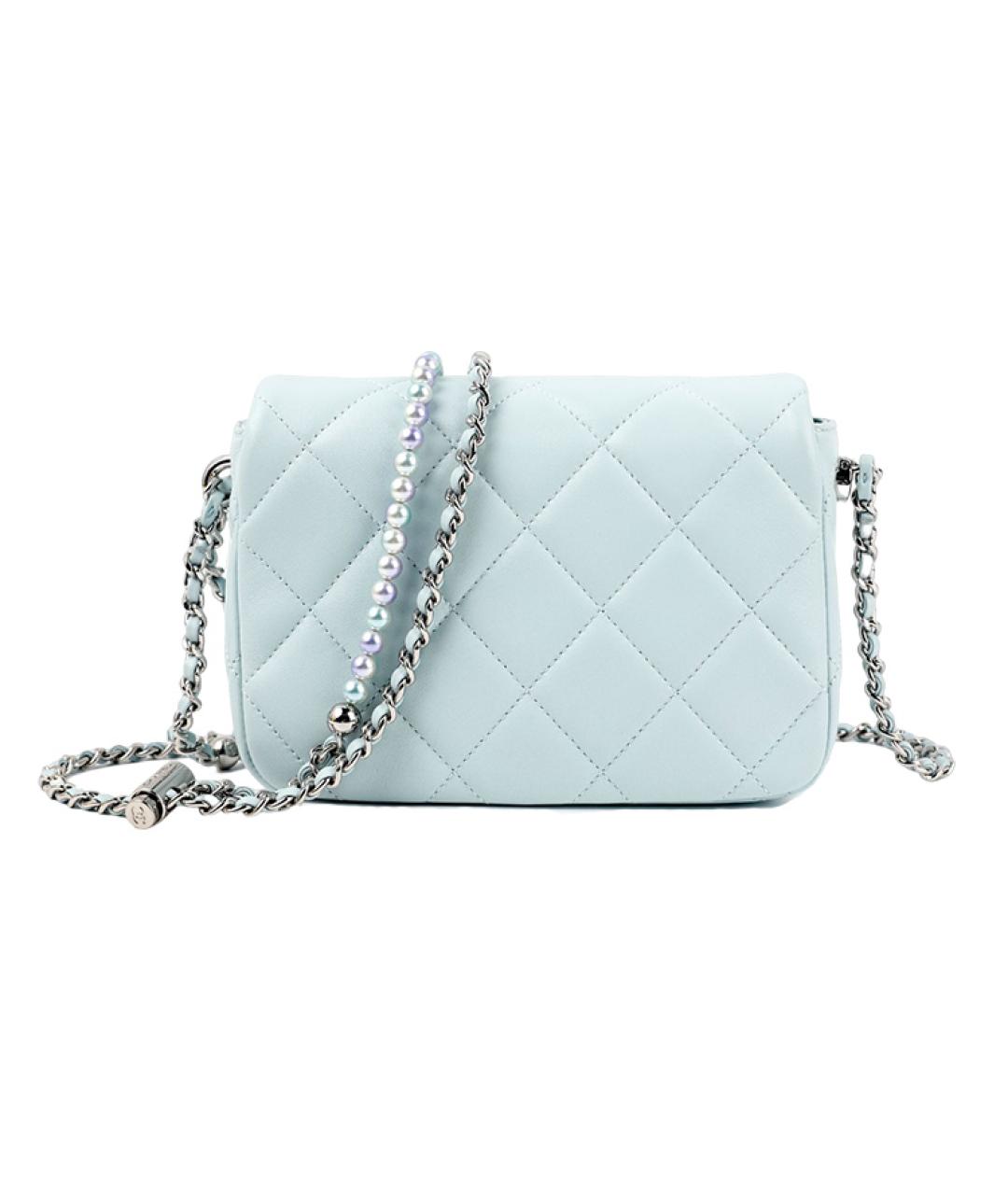 CHANEL Голубая кожаная сумка через плечо, фото 3