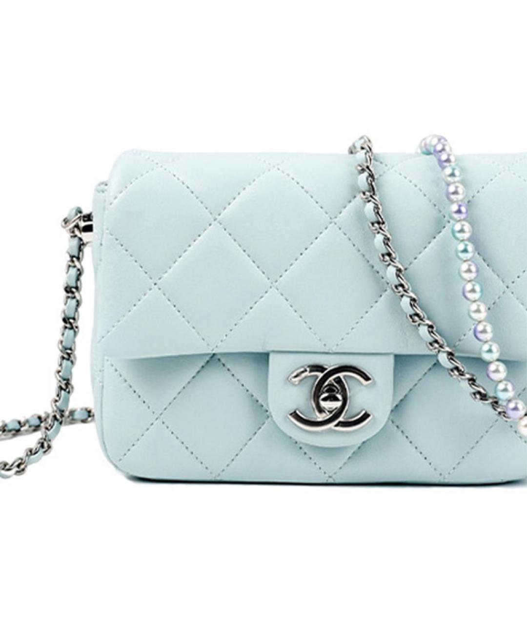 CHANEL Голубая кожаная сумка через плечо, фото 4