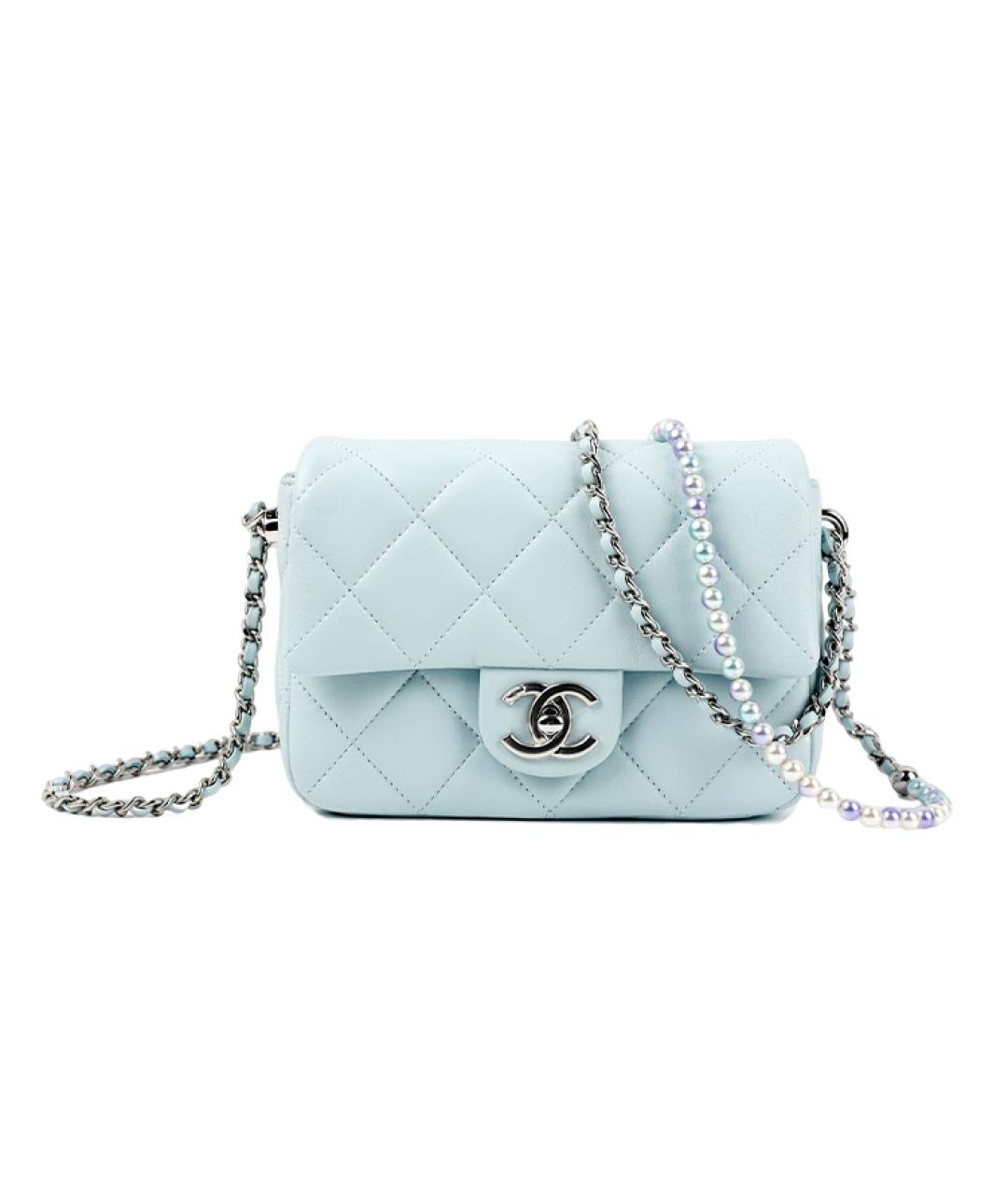 CHANEL Голубая кожаная сумка через плечо, фото 1