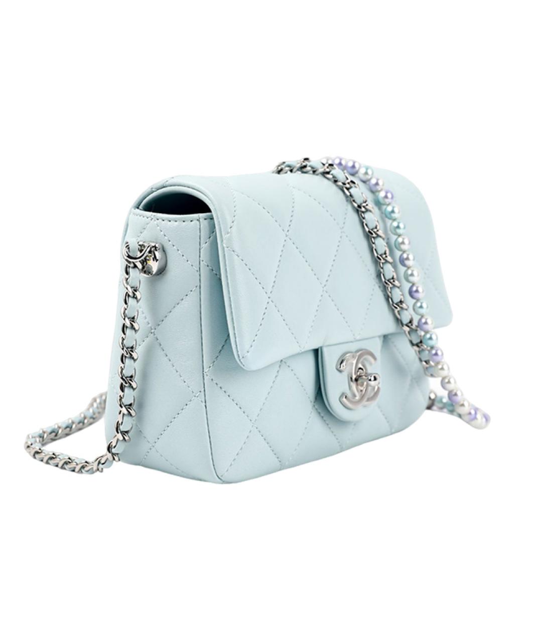 CHANEL Голубая кожаная сумка через плечо, фото 2