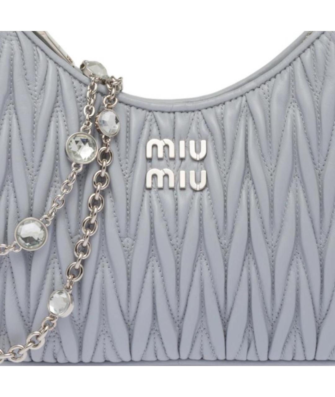 MIU MIU Голубая кожаная сумка через плечо, фото 4