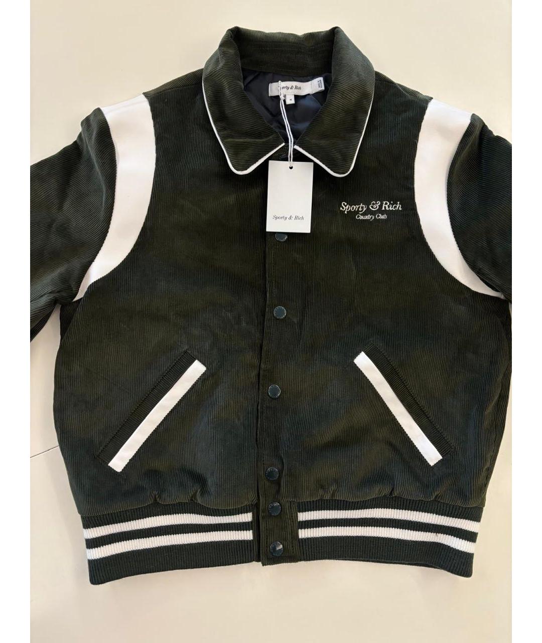 SPORTY AND RICH Зеленая хлопковая спортивная куртка, фото 3