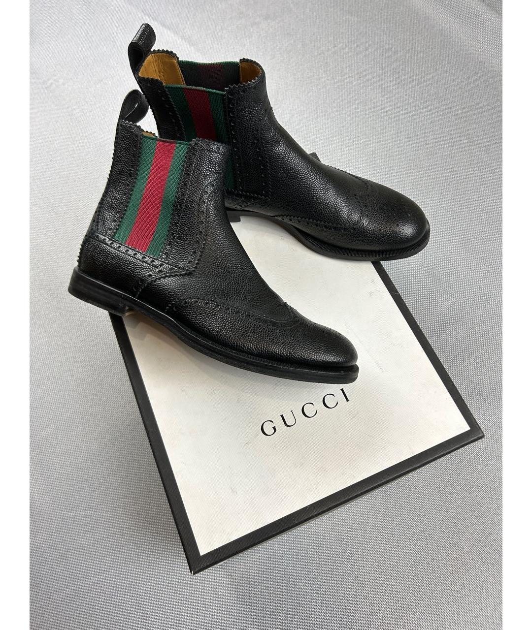 GUCCI Черные кожаные высокие ботинки, фото 2