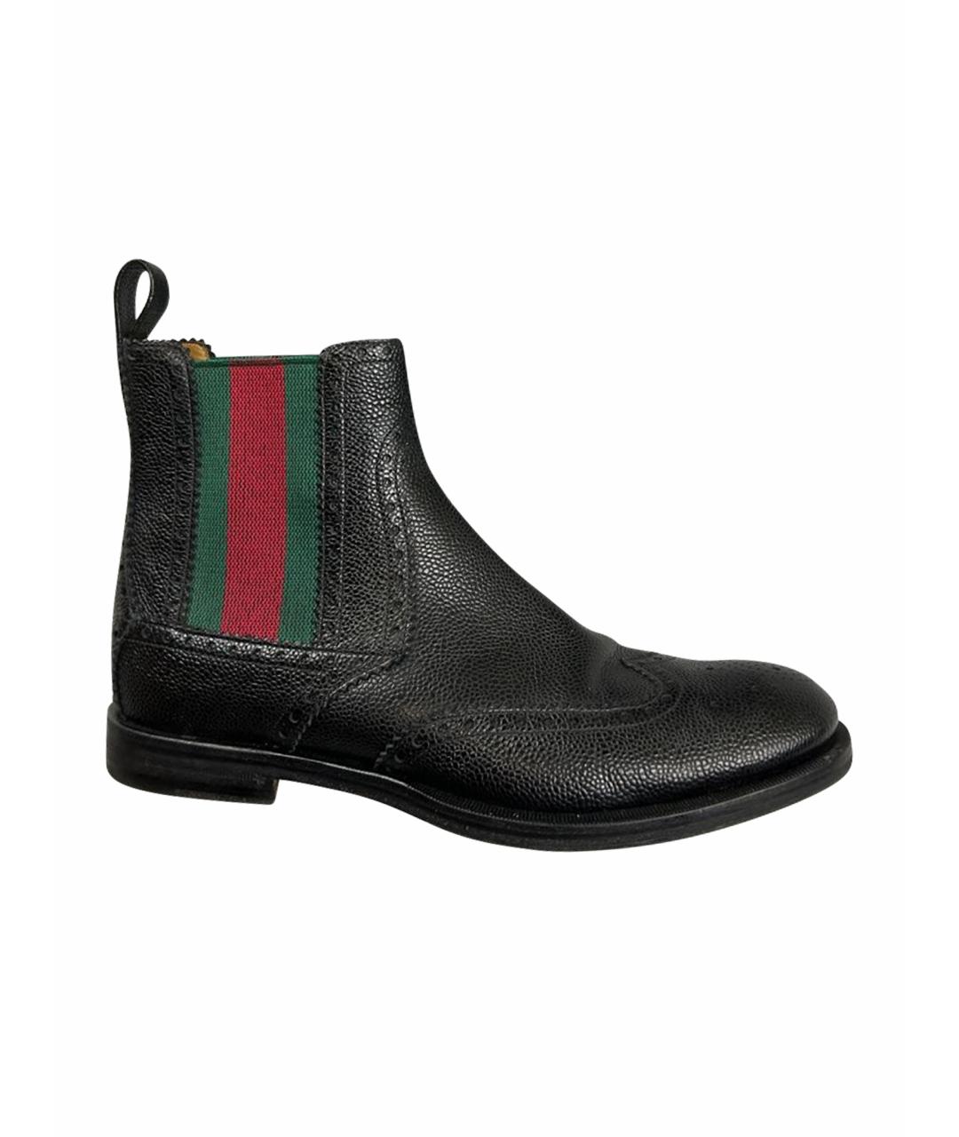 GUCCI Черные кожаные высокие ботинки, фото 1