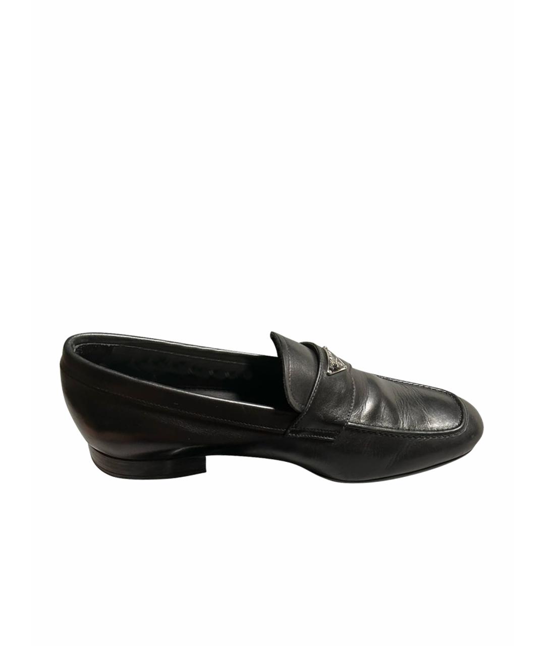 PRADA Черные кожаные лоферы, фото 1