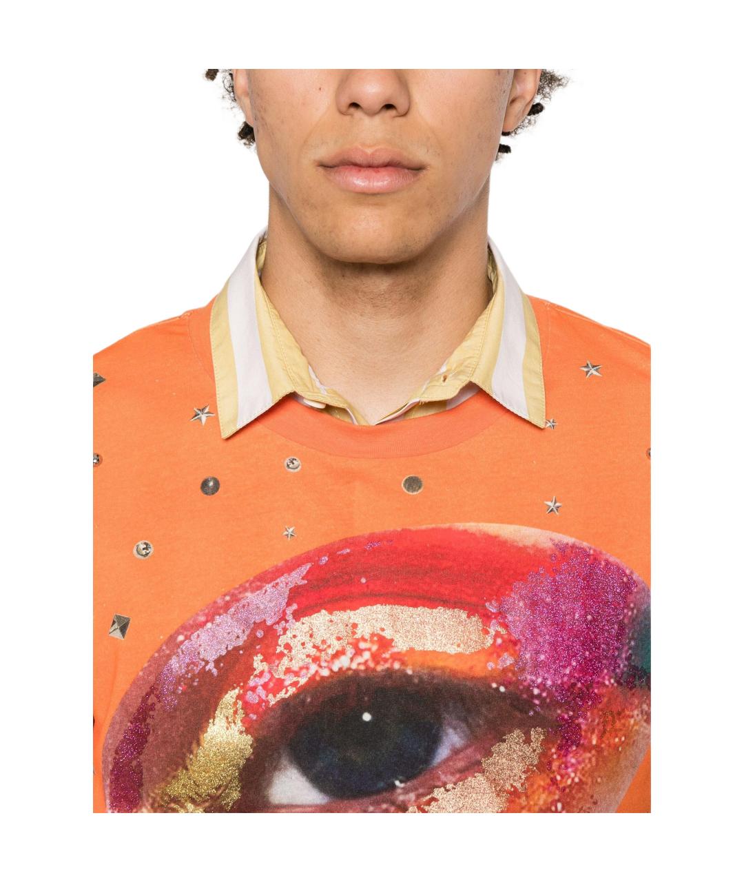 ACNE STUDIOS Оранжевая хлопковая футболка, фото 5