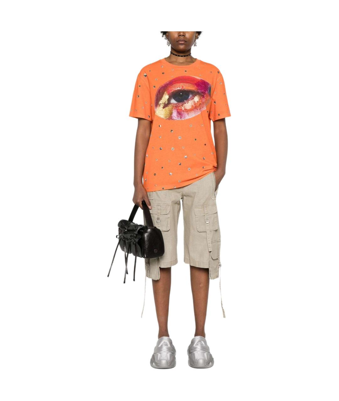 ACNE STUDIOS Оранжевая хлопковая футболка, фото 2