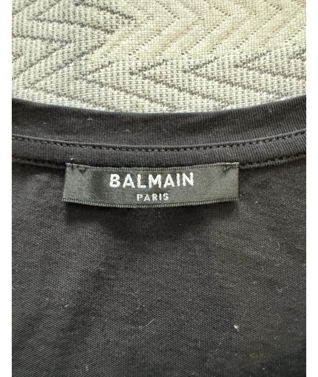 BALMAIN Черная хлопковая футболка, фото 3
